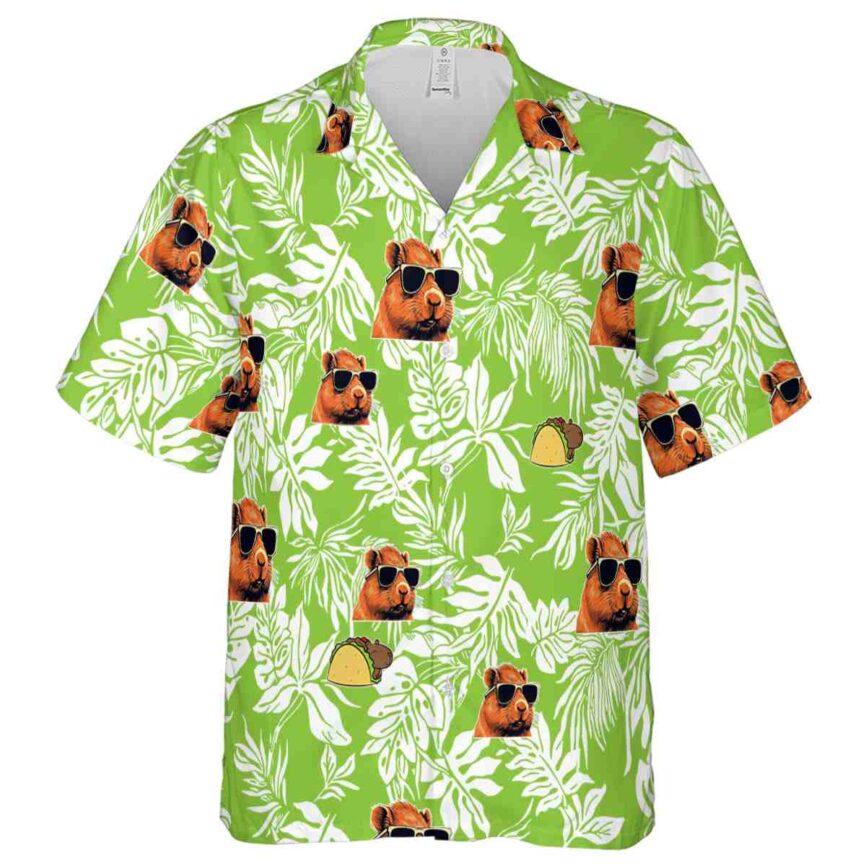 Capybara Bold Foliage Hawaiian Shirt Fashion forward