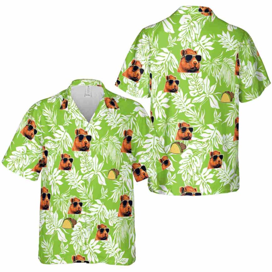 Capybara Bold Foliage Hawaiian Shirt Premium grade