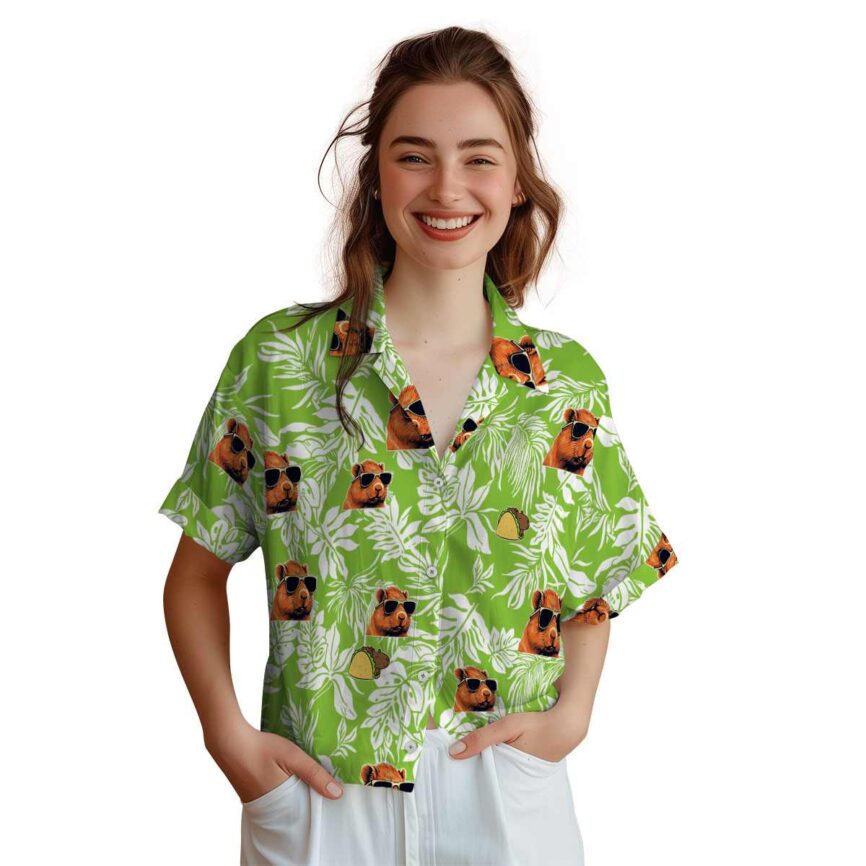 Capybara Bold Foliage Hawaiian Shirt Top rated