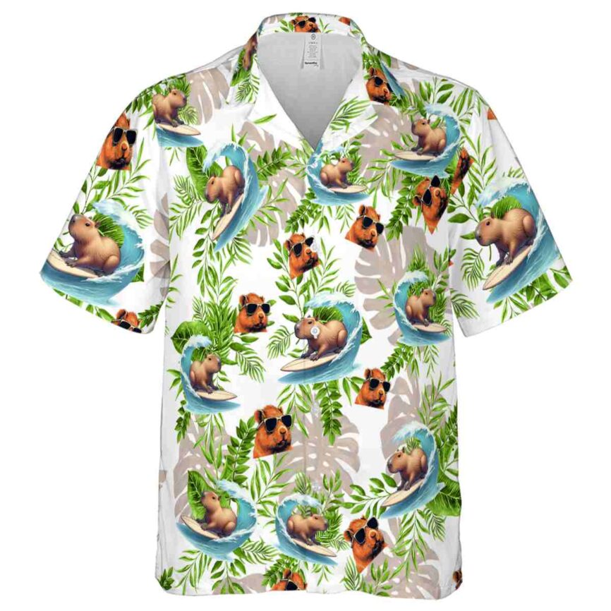 Capybara Tropical Fronds Hawaiian Shirt Fashion forward