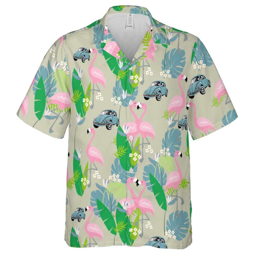 Car Flamingo Leaf Hawaiian Shirt Fashion forward