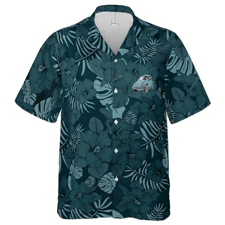 Car Monochrome Floral Hawaiian Shirt Fashion forward