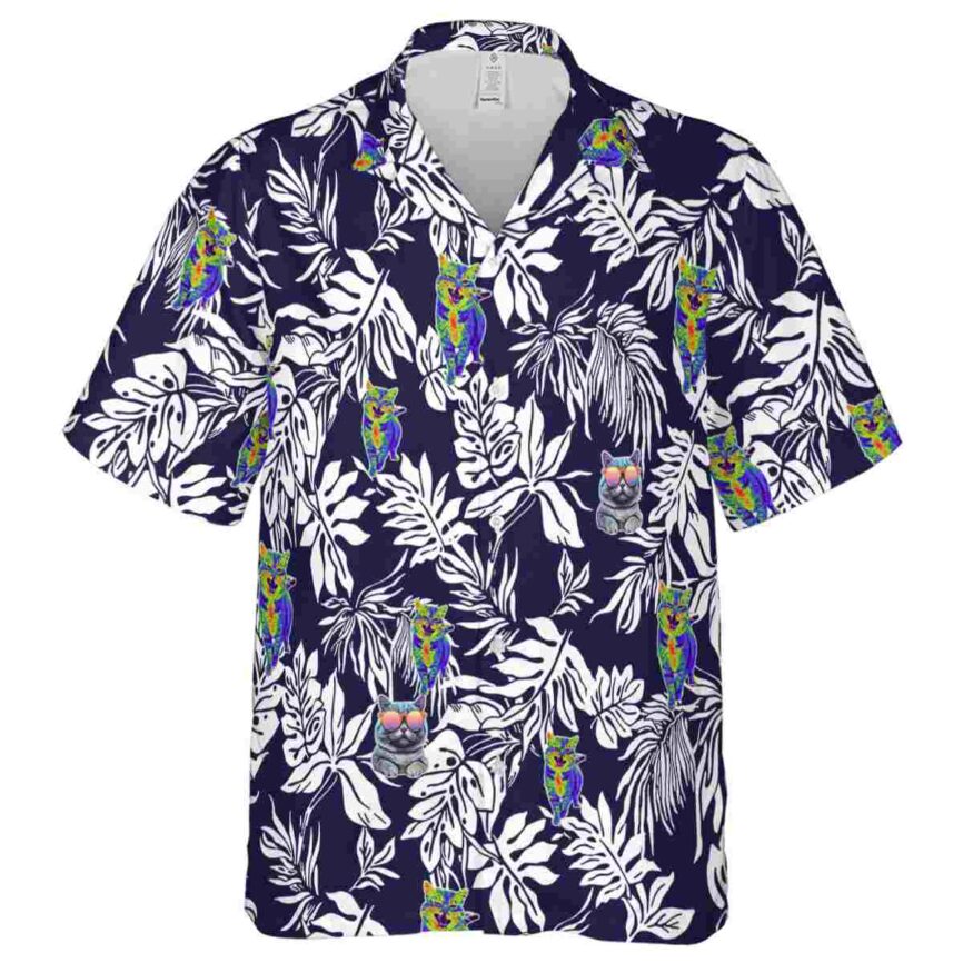 Cat Bold Foliage Hawaiian Shirt Fashion forward