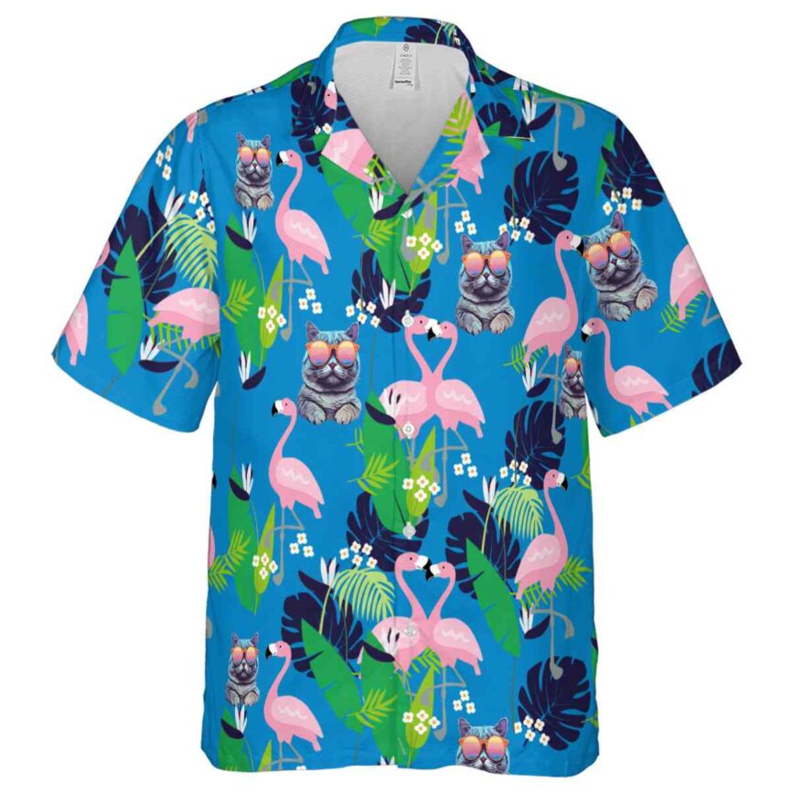 Cat Flamingo Leaf Hawaiian Shirt Fashion forward