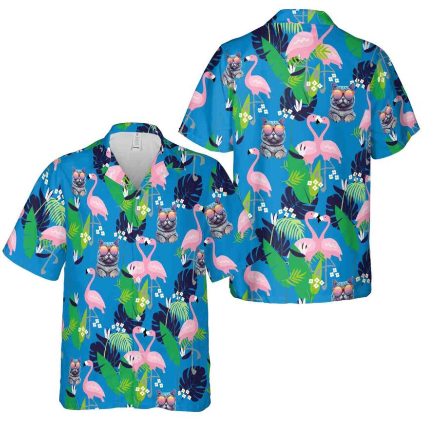 Cat Flamingo Leaf Hawaiian Shirt Premium grade