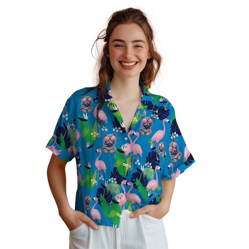 Cat Flamingo Leaf Hawaiian Shirt Top rated