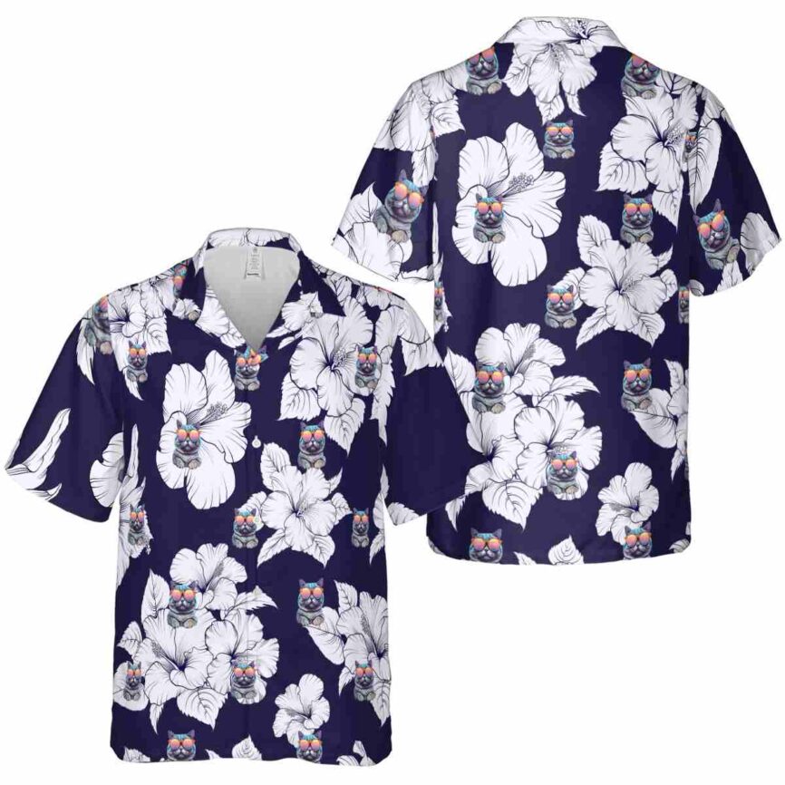 Cat Hibiscus Flower Hawaiian Shirt Premium grade