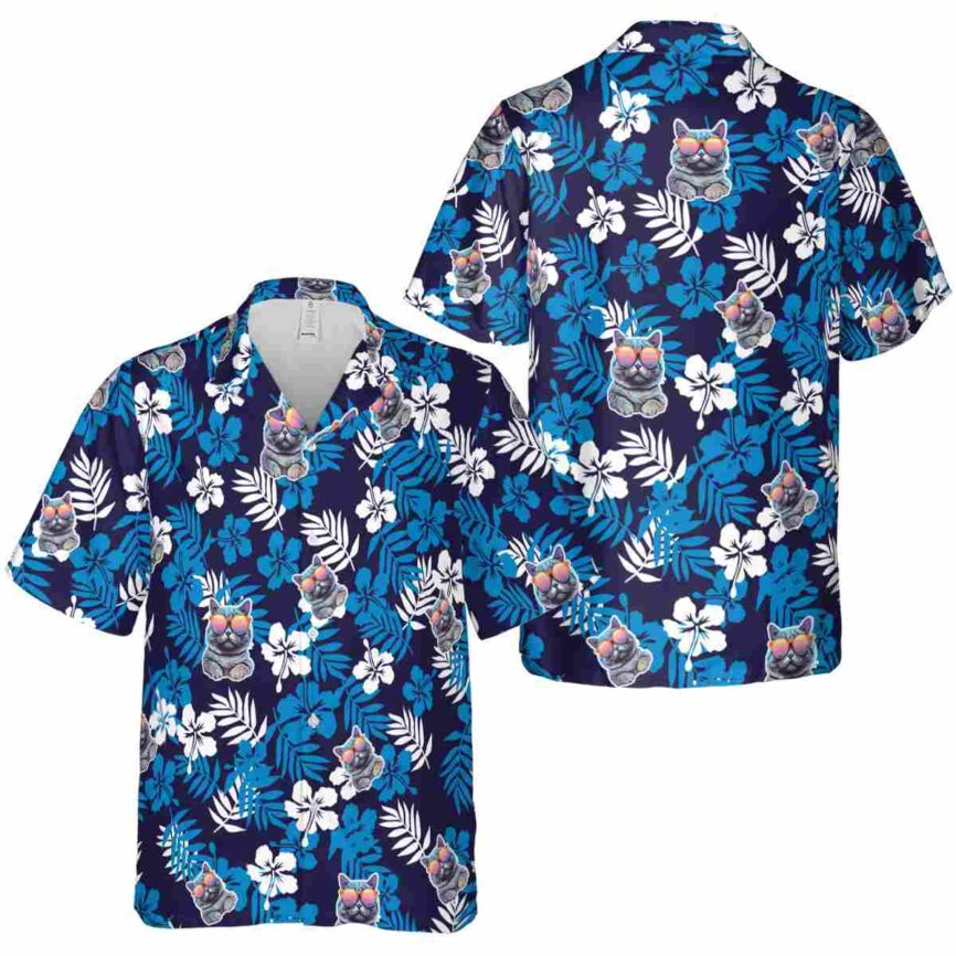 Cat Leafy Hibiscus Hawaiian Shirt Premium grade