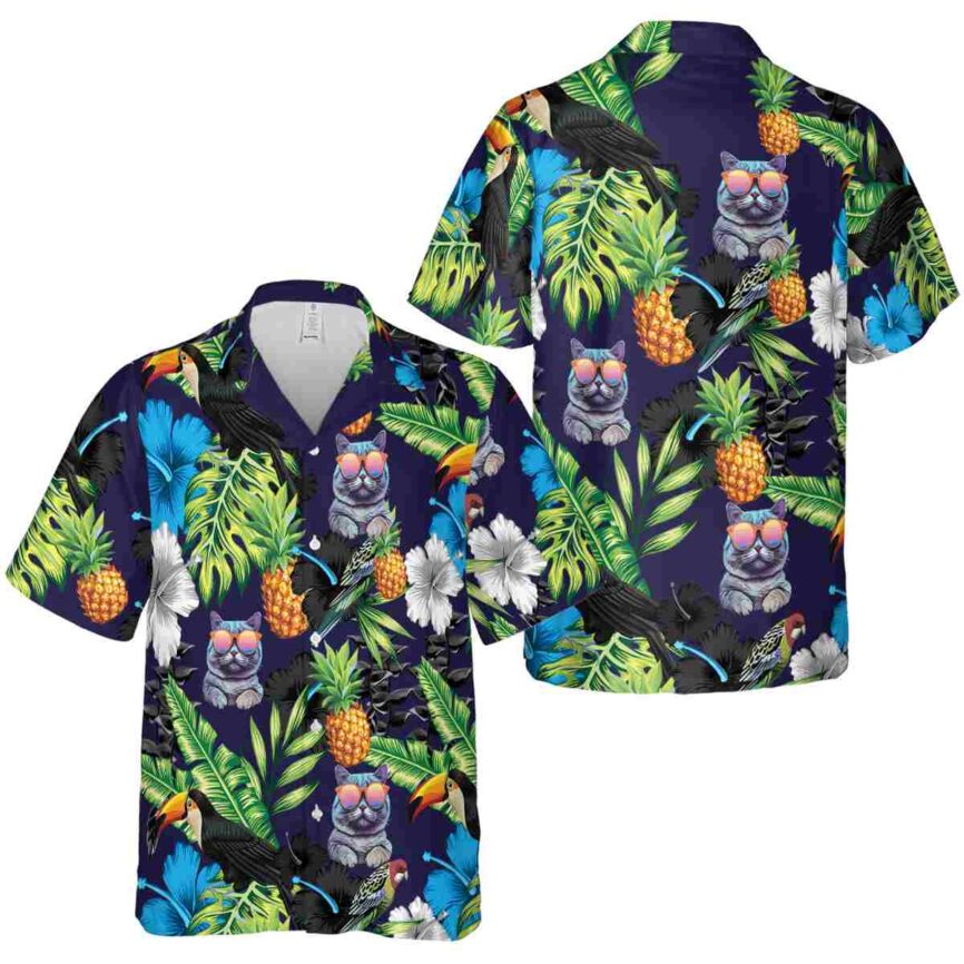 Cat Leafy Toucan Hawaiian Shirt Premium grade