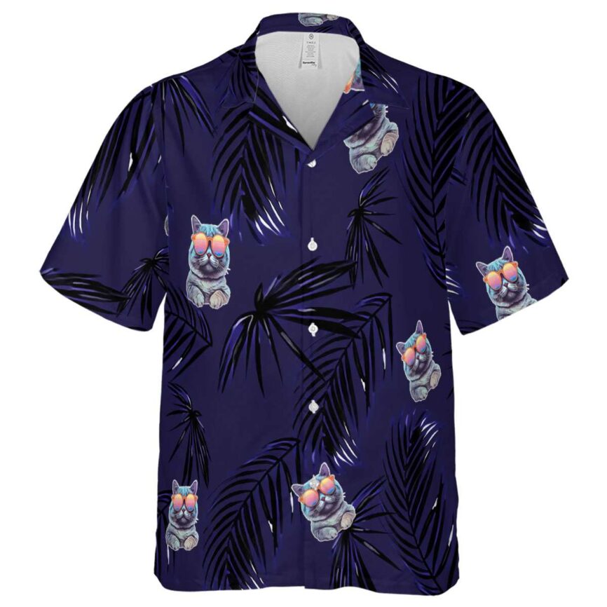 Cat Monochrome Palm Hawaiian Shirt Fashion forward