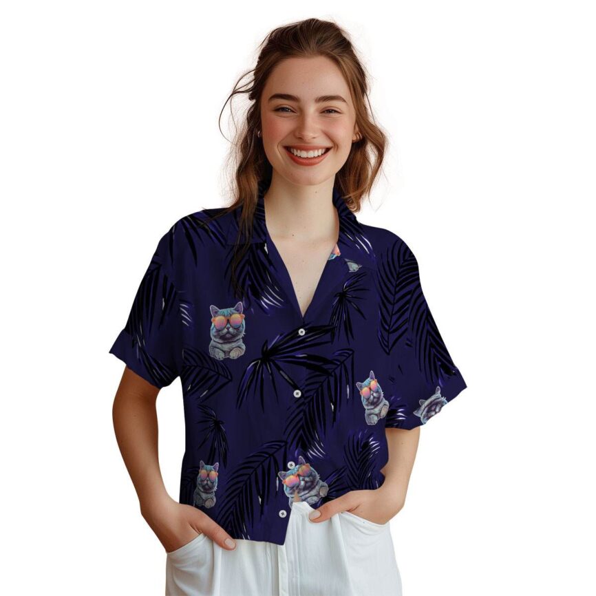 Cat Monochrome Palm Hawaiian Shirt Top rated