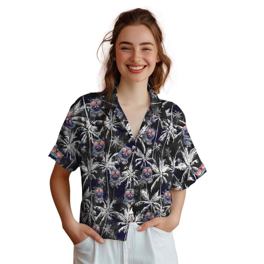 Cat Palm Themed Hawaiian Shirt Top rated