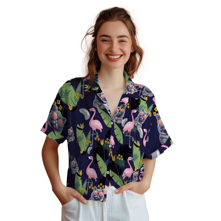 Cat Pink Flamingo Hawaiian Shirt Top rated