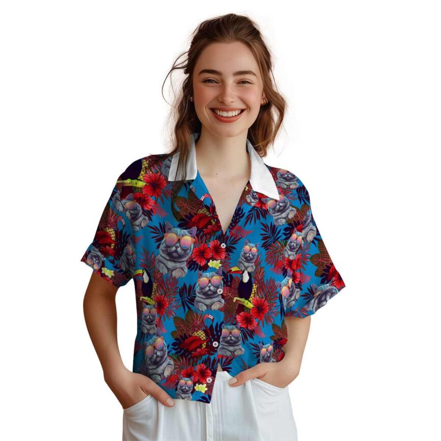 Cat Tropical Bird Hawaiian Shirt Top rated