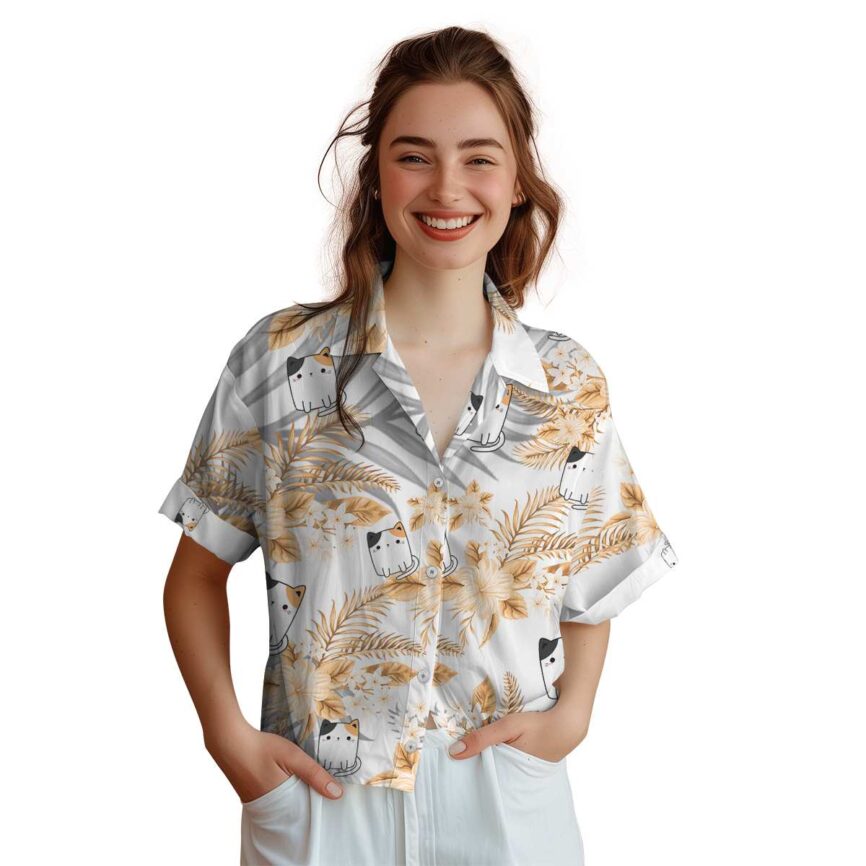 Cat Tropical Blossom Hawaiian Shirt Top rated