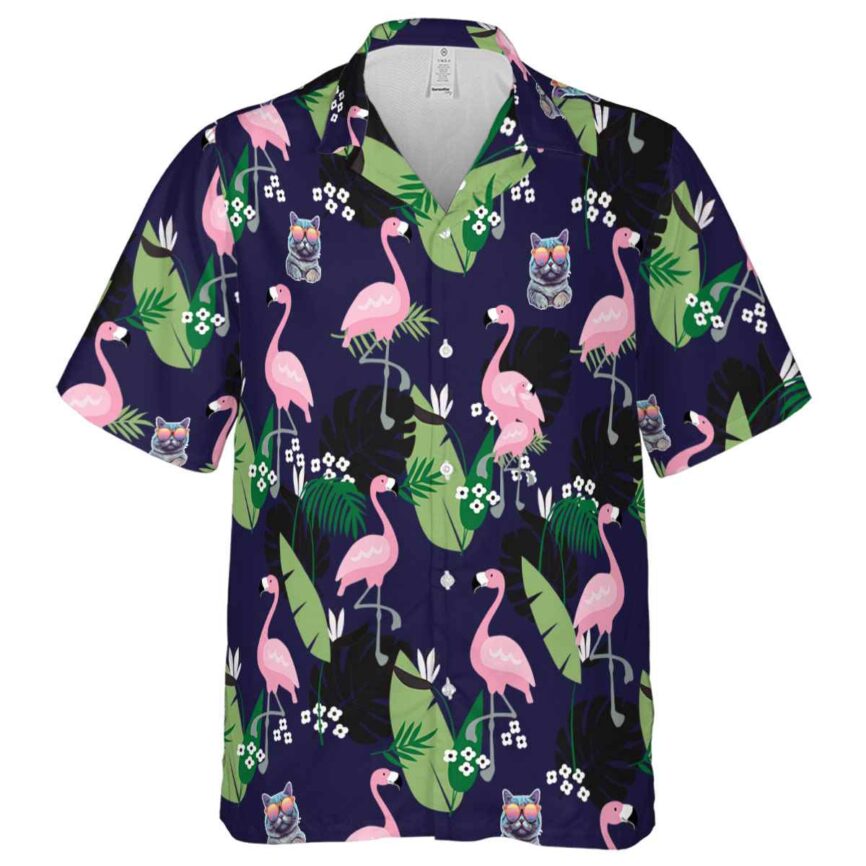 Cat Tropical Flamingo Hawaiian Shirt Fashion forward