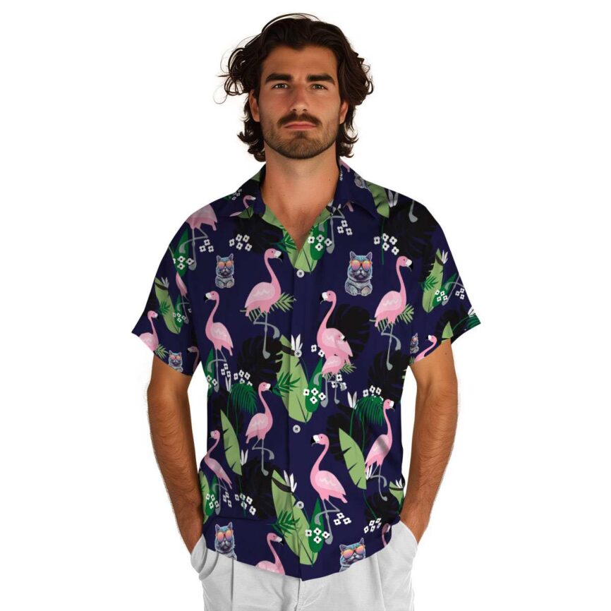 Cat Tropical Flamingo Hawaiian Shirt New Arrival