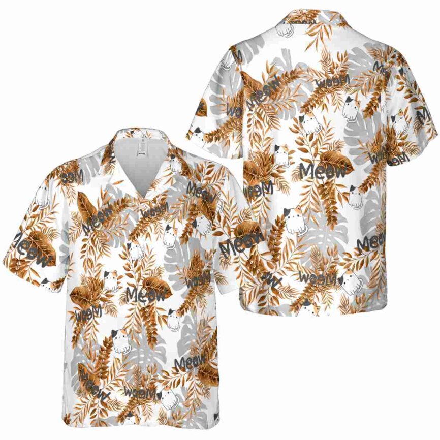 Cat Tropical Fronds Hawaiian Shirt Premium grade