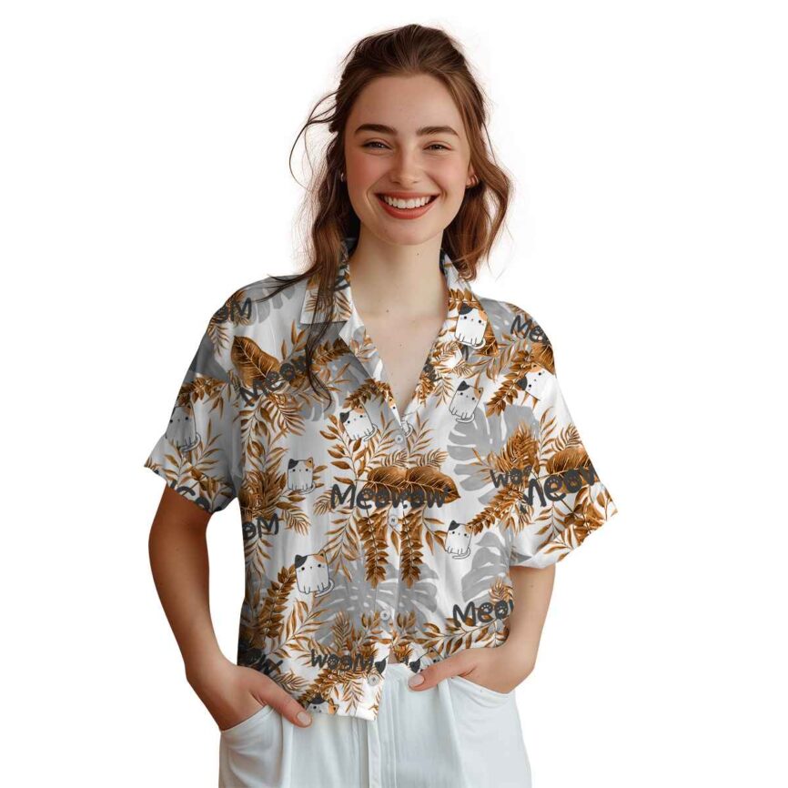 Cat Tropical Fronds Hawaiian Shirt Top rated