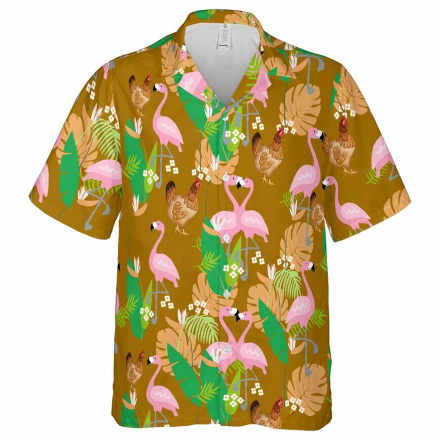 Chicken Flamingo Leaf Hawaiian Shirt Fashion forward