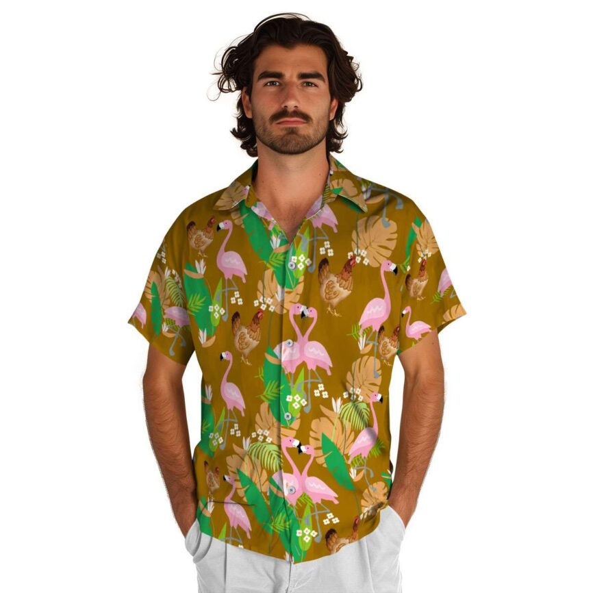 Chicken Flamingo Leaf Hawaiian Shirt New Arrival