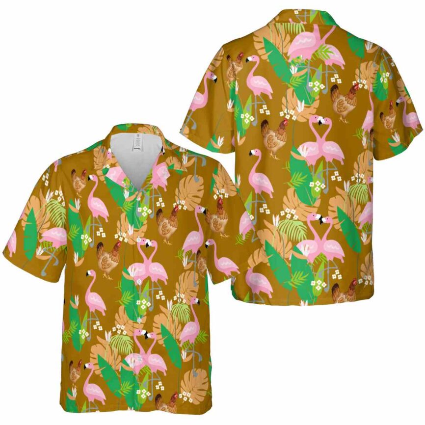 Chicken Flamingo Leaf Hawaiian Shirt Premium grade