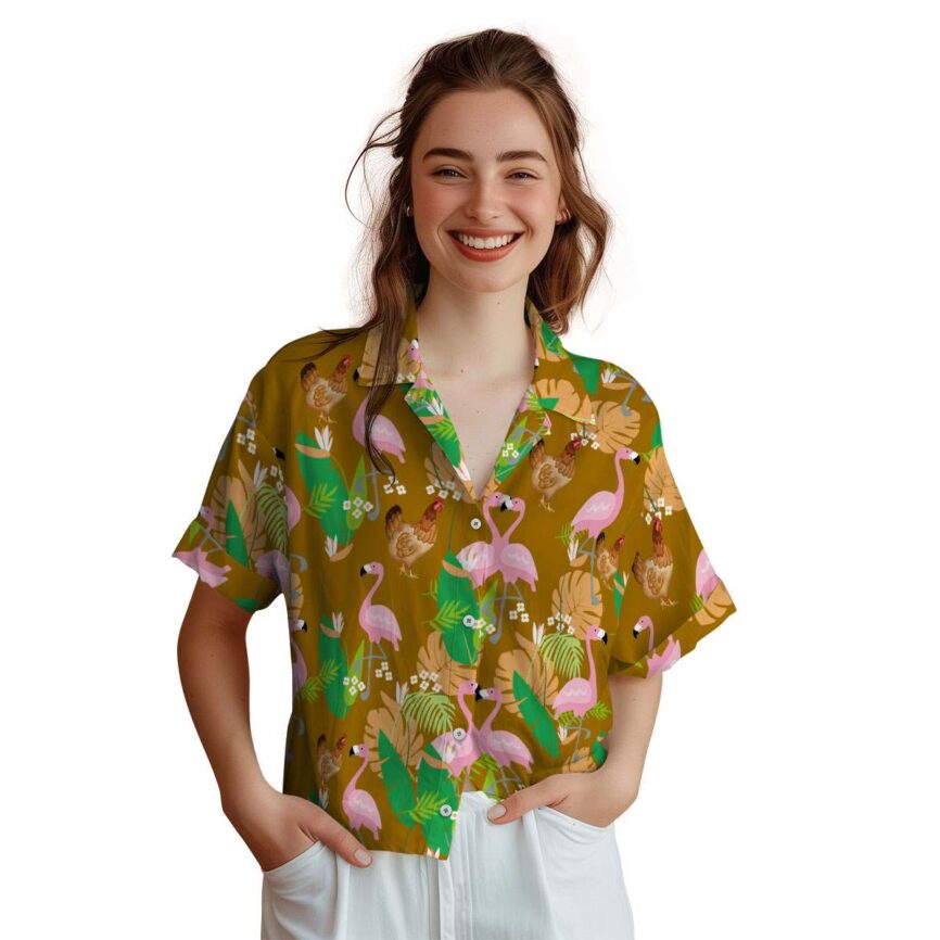 Chicken Flamingo Leaf Hawaiian Shirt Top rated