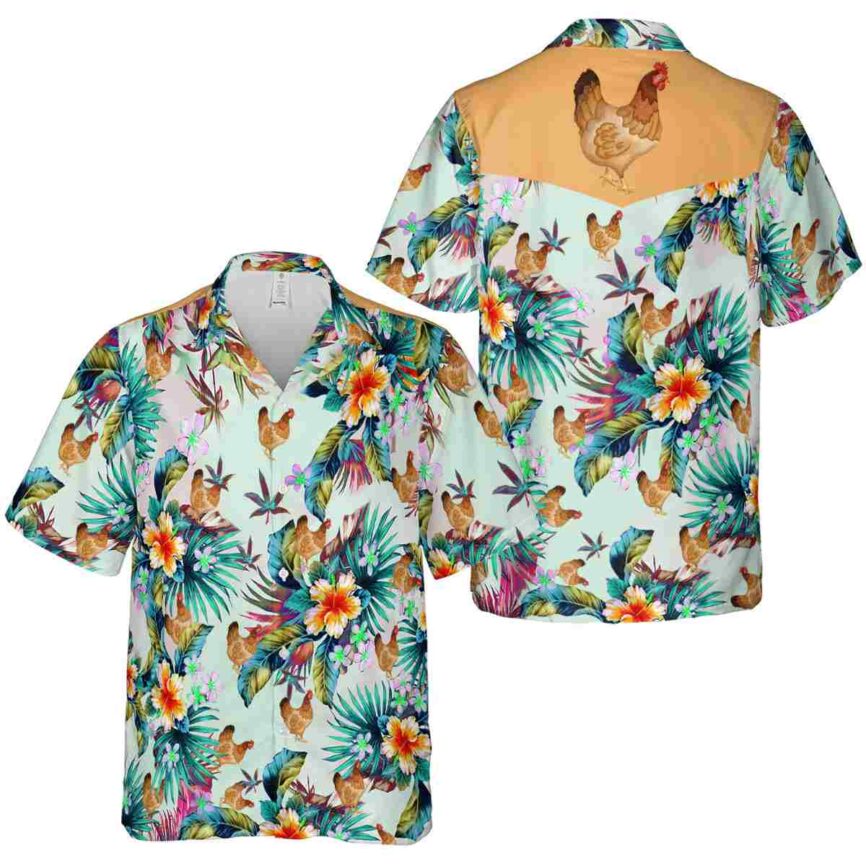 Chicken Floral Burst Hawaiian Shirt Premium grade