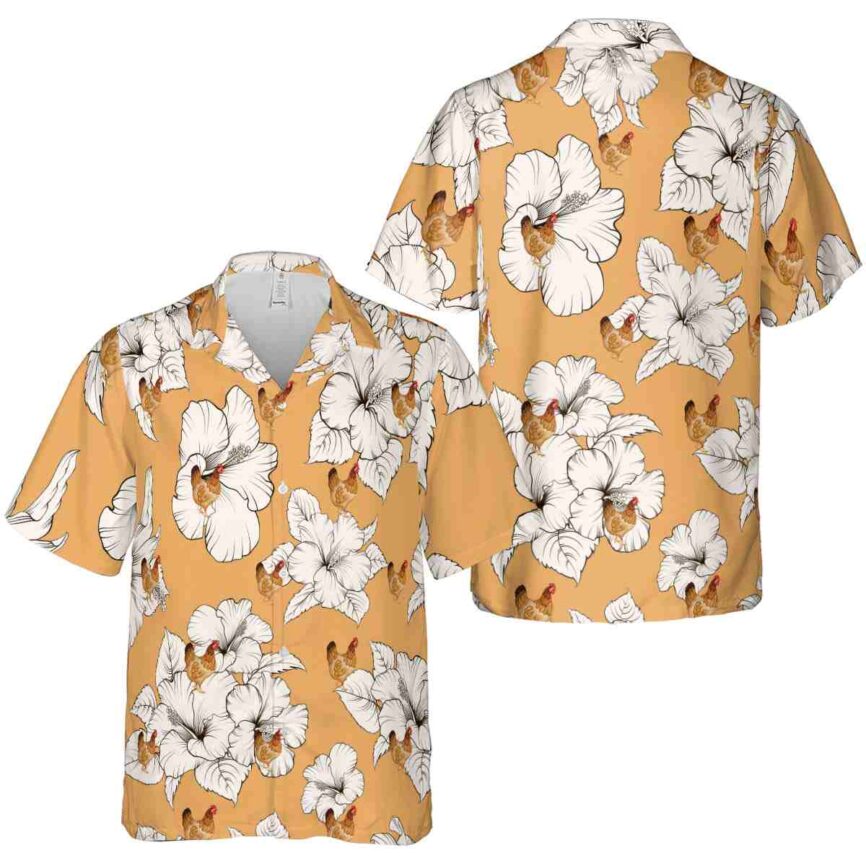 Chicken Hibiscus Flower Hawaiian Shirt Premium grade