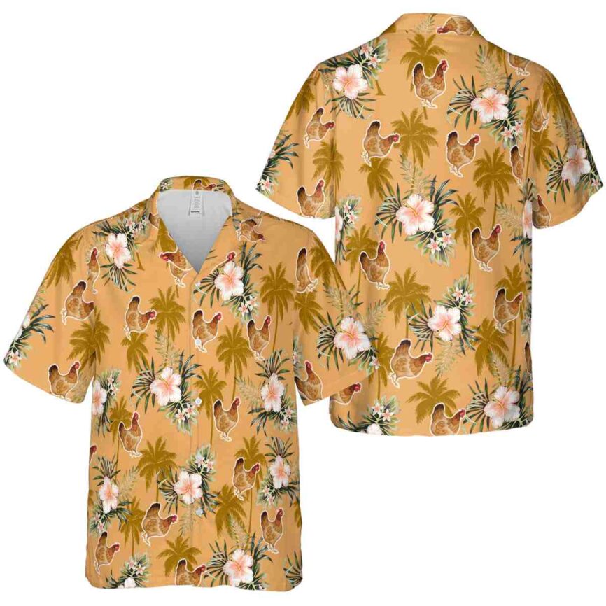 Chicken Hibiscus Palm Hawaiian Shirt Premium grade