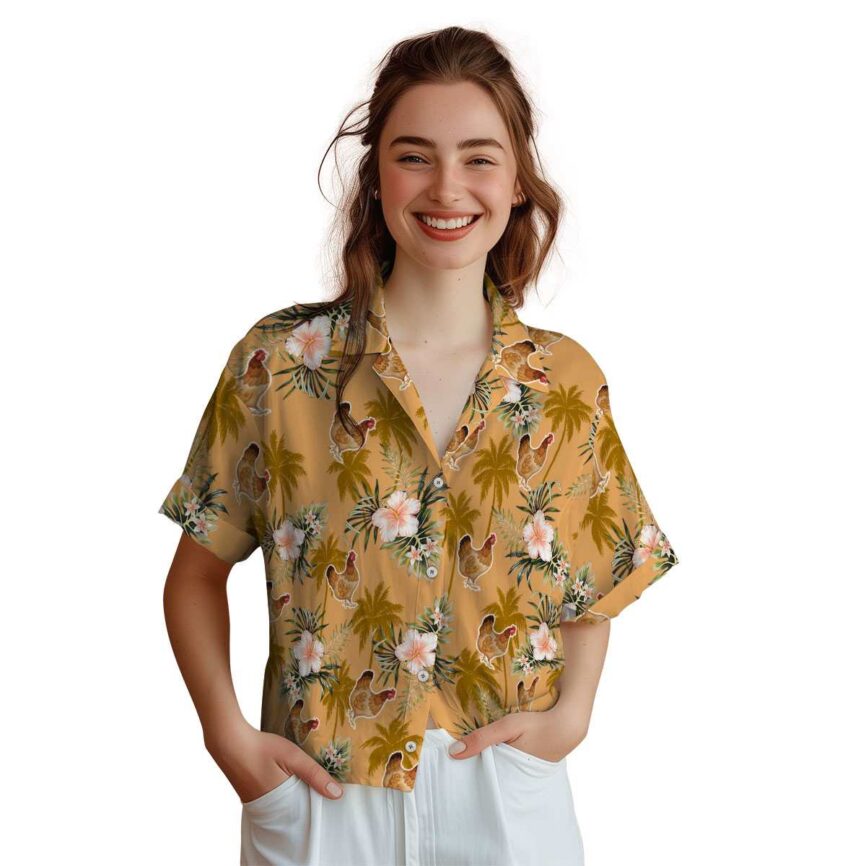 Chicken Hibiscus Palm Hawaiian Shirt Top rated