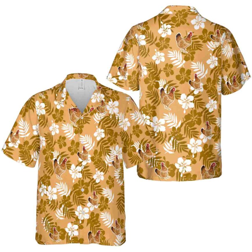 Chicken Leafy Hibiscus Hawaiian Shirt Premium grade