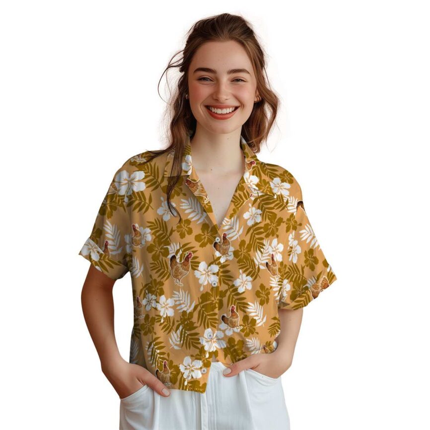 Chicken Leafy Hibiscus Hawaiian Shirt Top rated