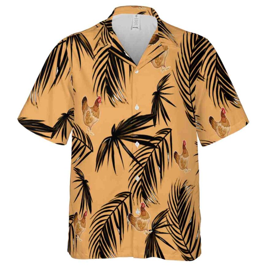 Chicken Monochrome Palm Hawaiian Shirt Fashion forward