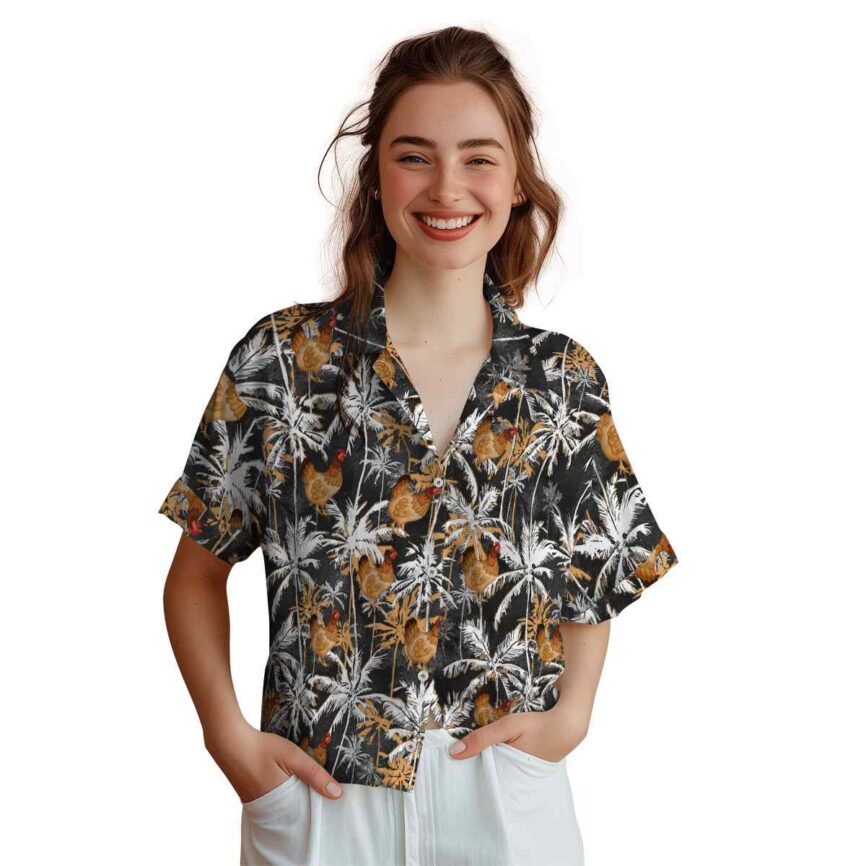 Chicken Palm Themed Hawaiian Shirt Top rated