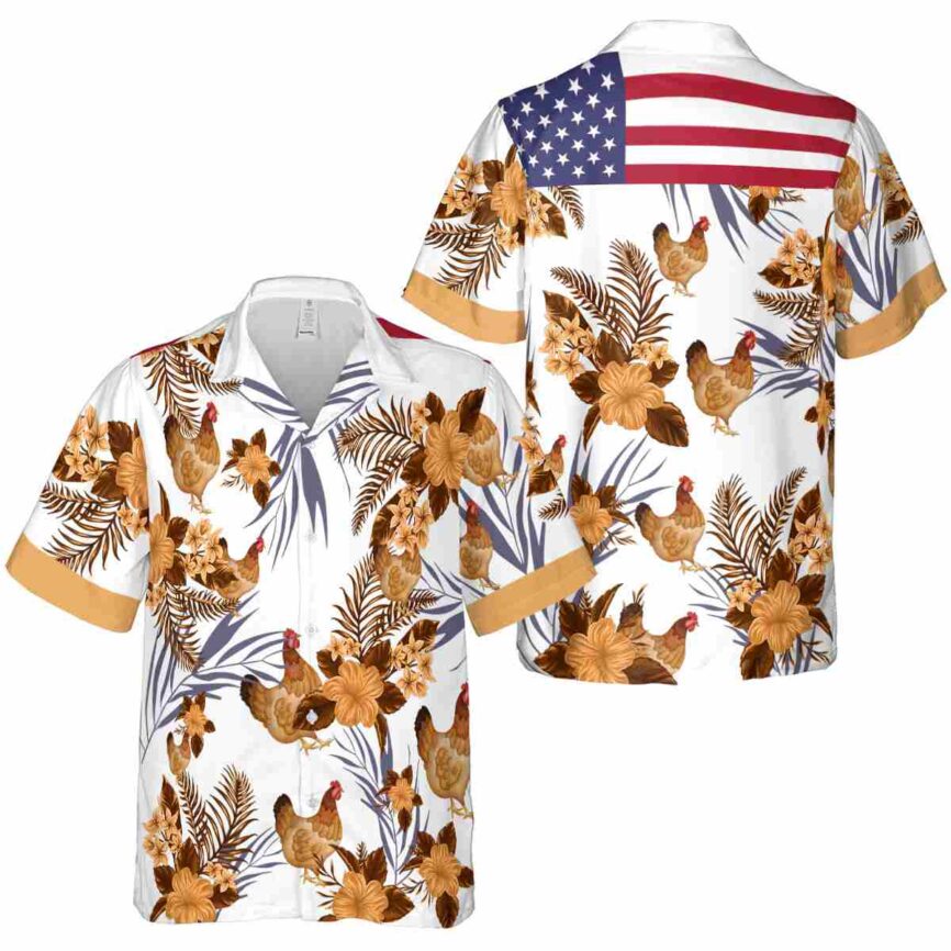 Chicken US Flag Floral Hawaiian Shirt Premium grade