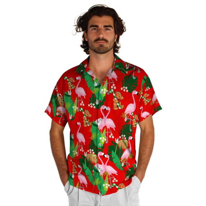 Christmas Flamingo Leaf Hawaiian Shirt New Arrival