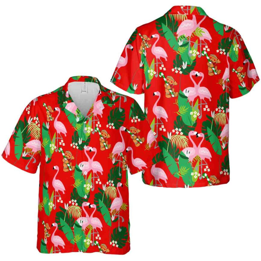 Christmas Flamingo Leaf Hawaiian Shirt Premium grade