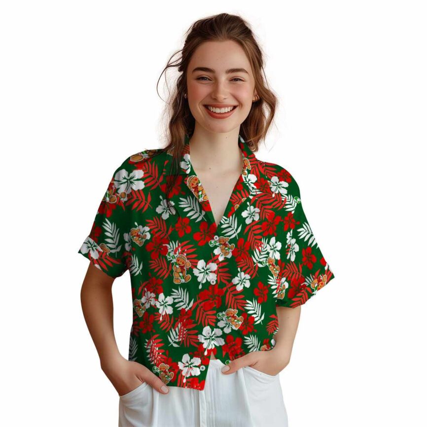 Christmas Leafy Hibiscus Hawaiian Shirt Top rated