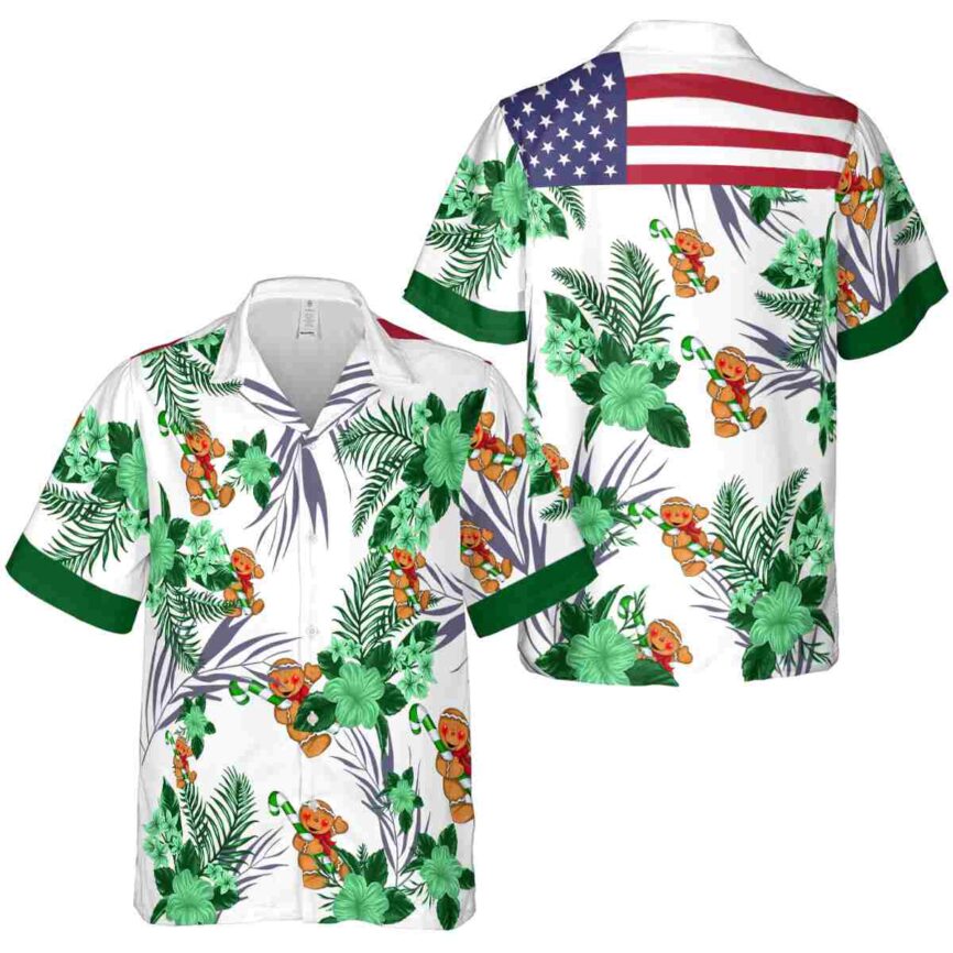 Christmas US Flag Floral Hawaiian Shirt Premium grade