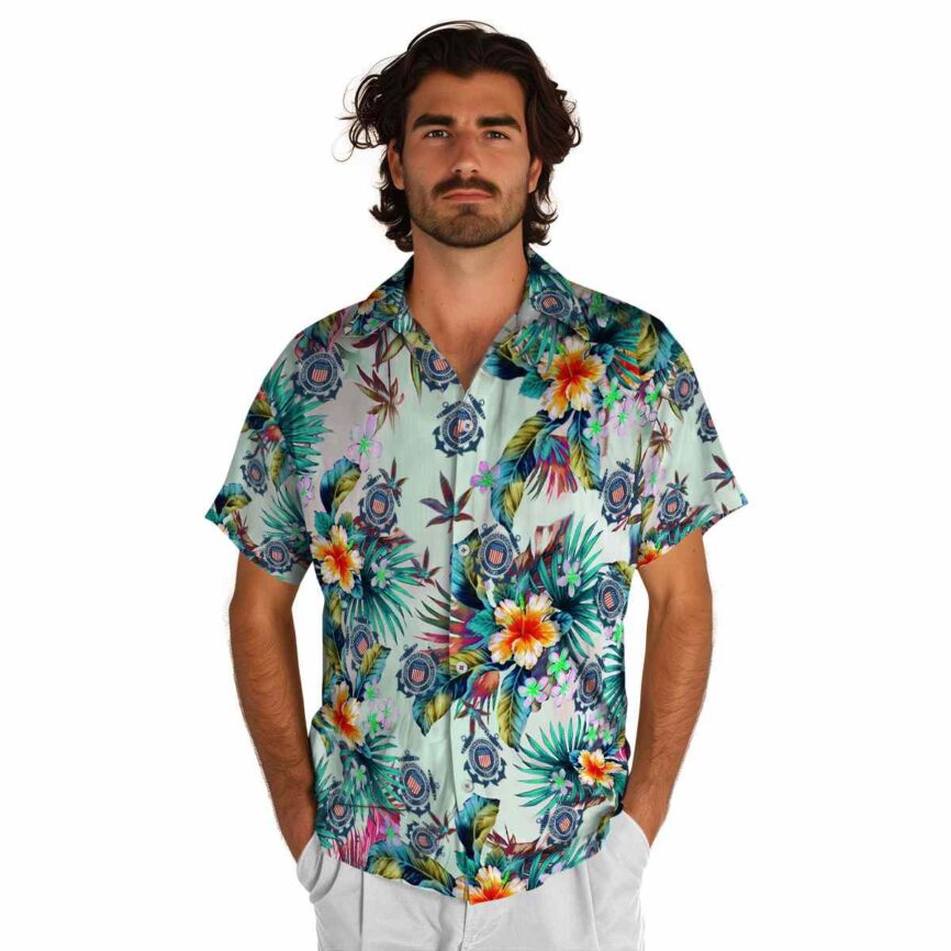 Coast Guard Floral Burst Hawaiian Shirt New Arrival