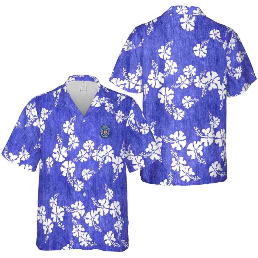 Coast Guard Hibiscus Blossom Hawaiian Shirt Premium grade