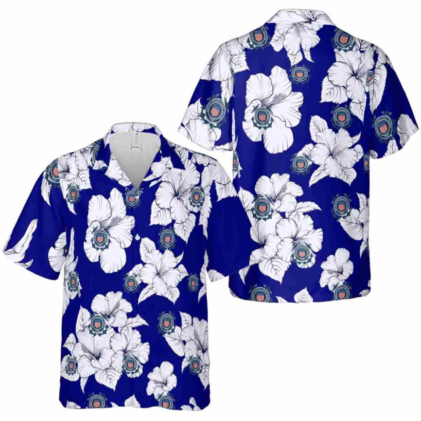 Coast Guard Hibiscus Flower Hawaiian Shirt Premium grade