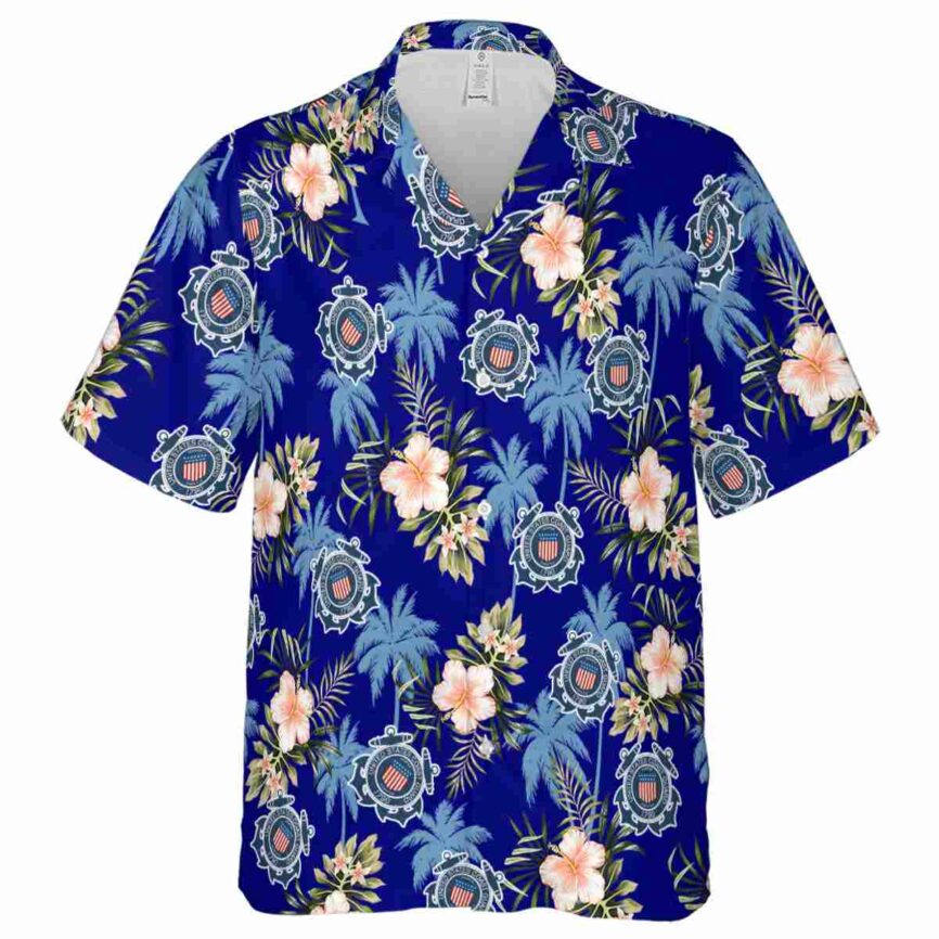 Coast Guard Hibiscus Palm Hawaiian Shirt Fashion forward