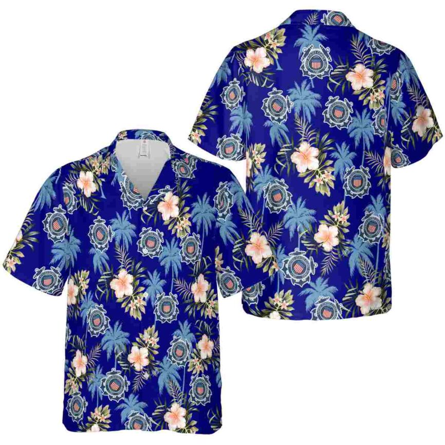 Coast Guard Hibiscus Palm Hawaiian Shirt Premium grade