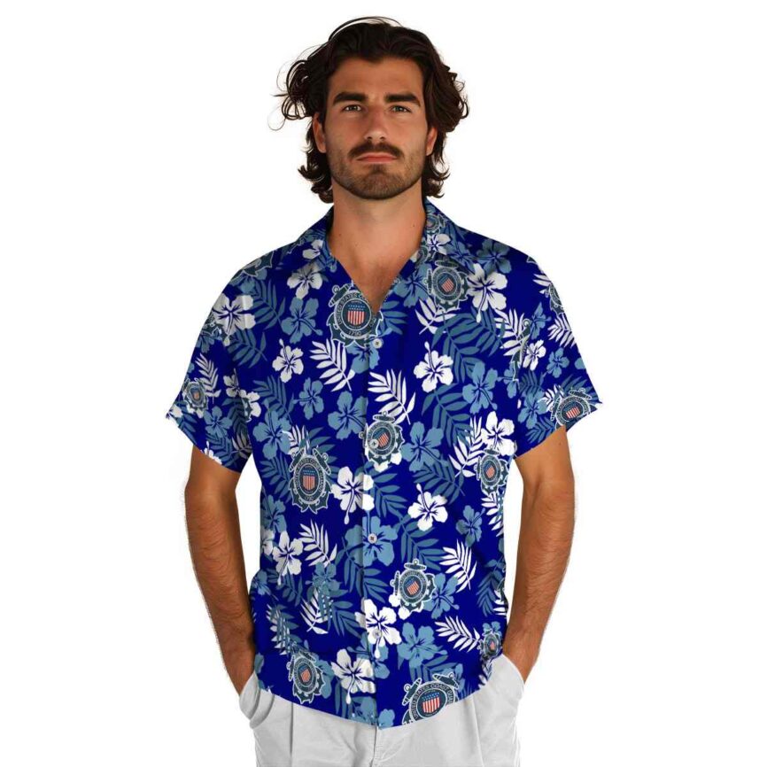 Coast Guard Leafy Hibiscus Hawaiian Shirt New Arrival