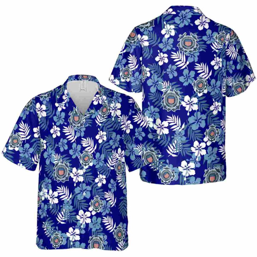 Coast Guard Leafy Hibiscus Hawaiian Shirt Premium grade