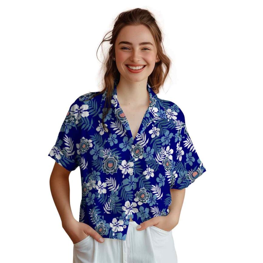 Coast Guard Leafy Hibiscus Hawaiian Shirt Top rated