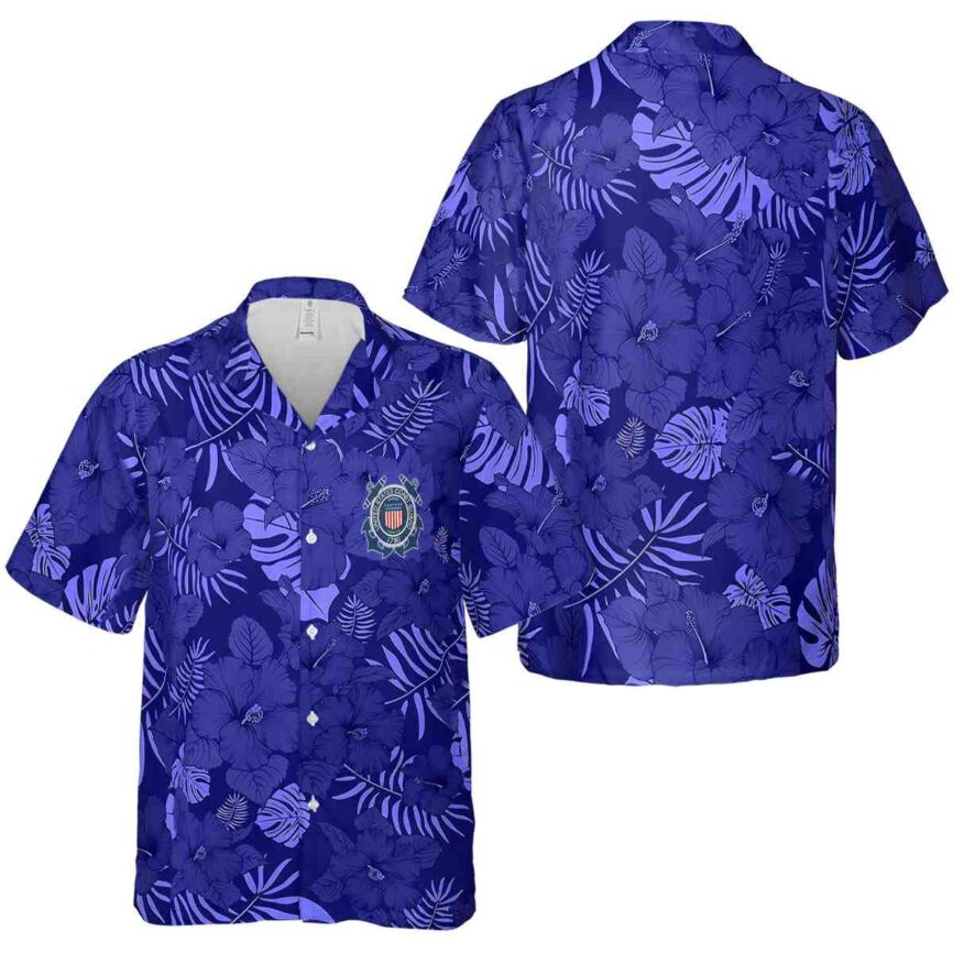 Coast Guard Monochrome Floral Hawaiian Shirt Premium grade