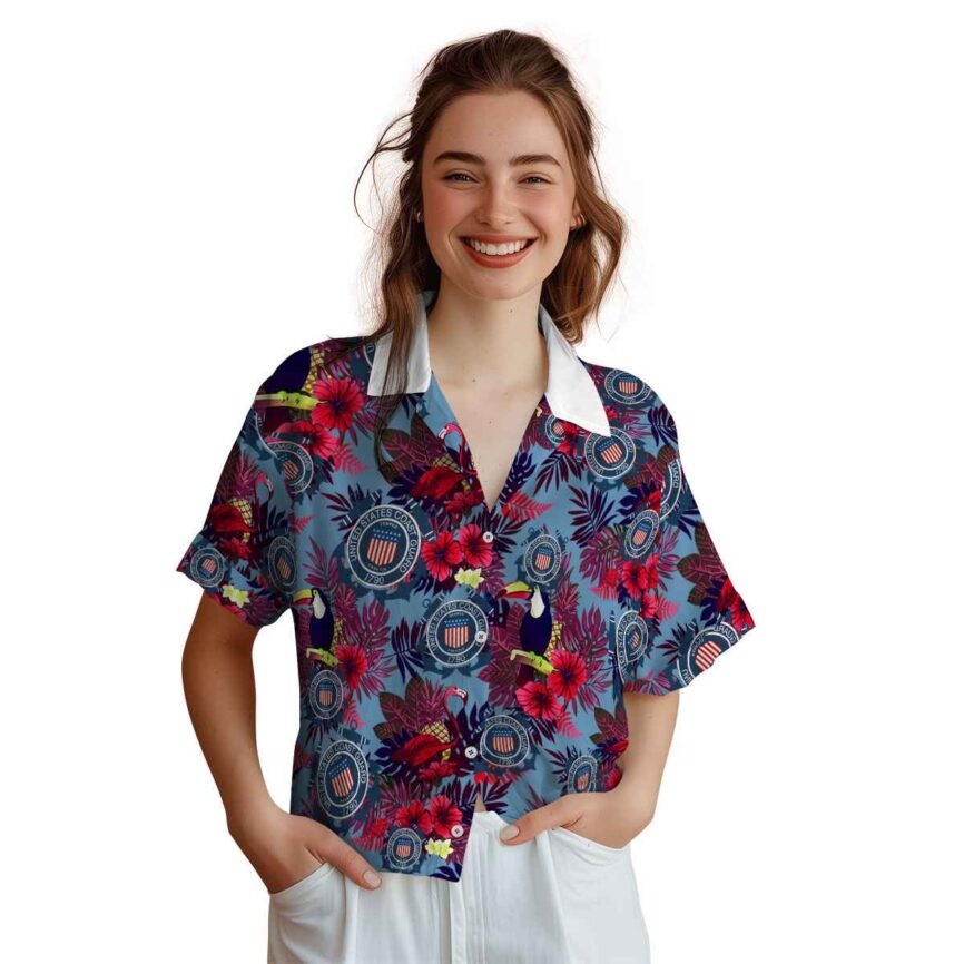 Coast Guard Tropical Bird Hawaiian Shirt Top rated